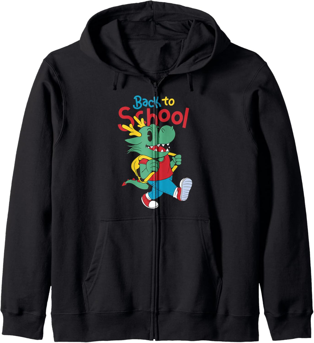 In Die Schule Drache Karikatur Zurück Zur Schule Bildung Kapuzenjacke