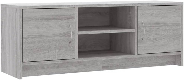 TV-Schrank Sonoma-Grau 102 x 30 x 37,5 cm aus mehrschichtigem Holz mit Türen und Ablage – Konsole fü