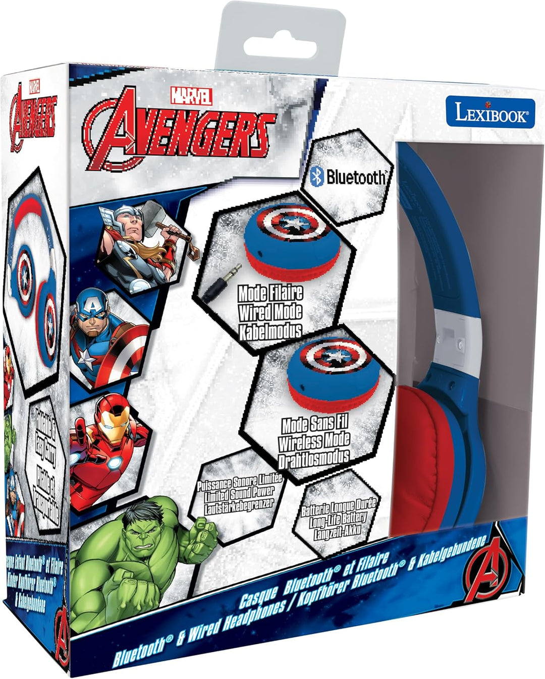 Lexibook Avengers Marvel 2-in-1-Bluetooth-Kopfhörer für Kinder - Stereo Wireless Wired, Kindersicher