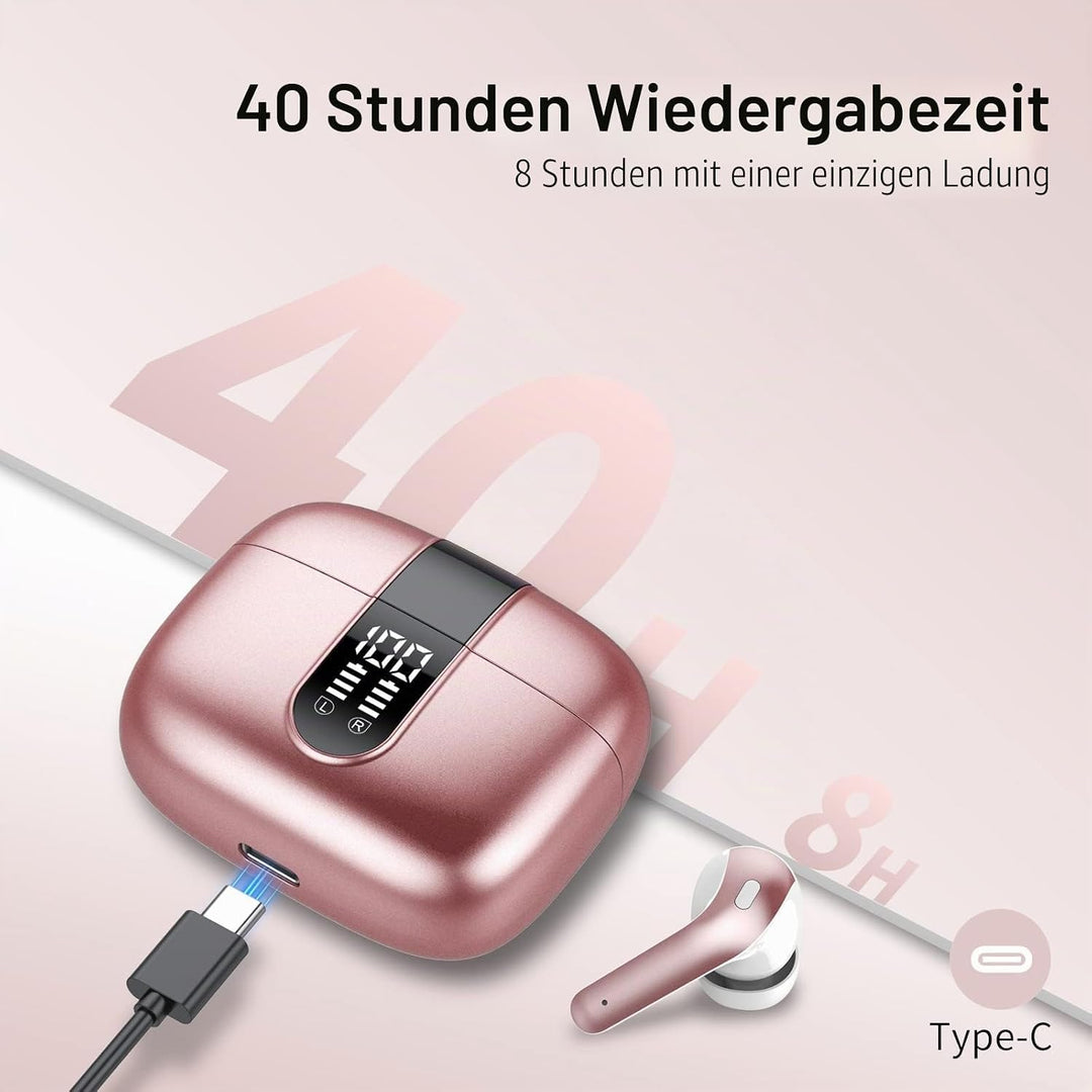 taopod Kopfhörer Kabellose, Ear Kopfhörer Bluetooth Mit Mikrofon, 40h Spielzeit Ipx7 Wasserdicht USB