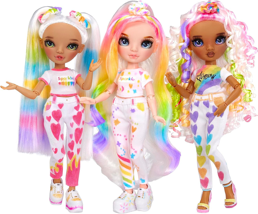 Rainbow High Color & Create DIY Modepuppe - Lila Augen, Locken, extra Top & Schuhe, abwaschbare Rege