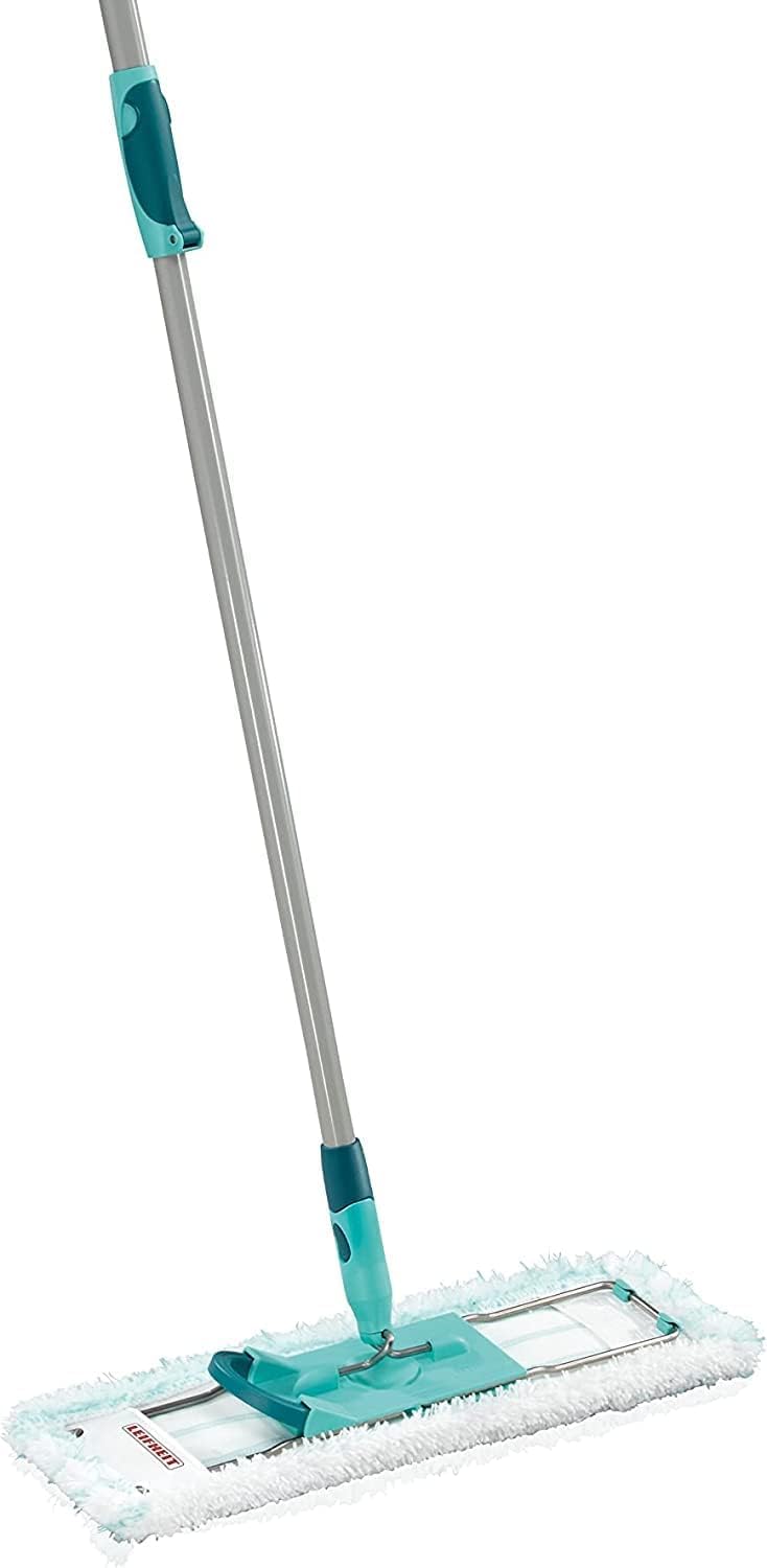 Leifheit rückenschonender Bodenwischer Profi XL micro duo Telescope, Teleskopstiel 87-142cm aus Stah