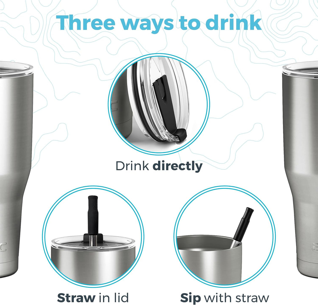 Arctic Tumblers Isolierbecher mit Strohhalm und Reiniger, 850 ml, hält Temperatur bis zu 24 Stunden,