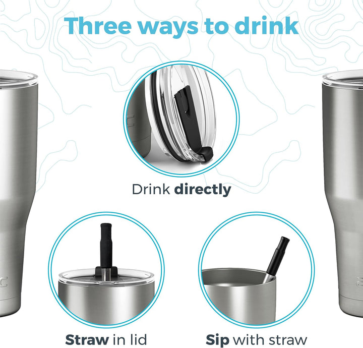 Arctic Tumblers Isolierbecher mit Strohhalm und Reiniger, 850 ml, hält Temperatur bis zu 24 Stunden,