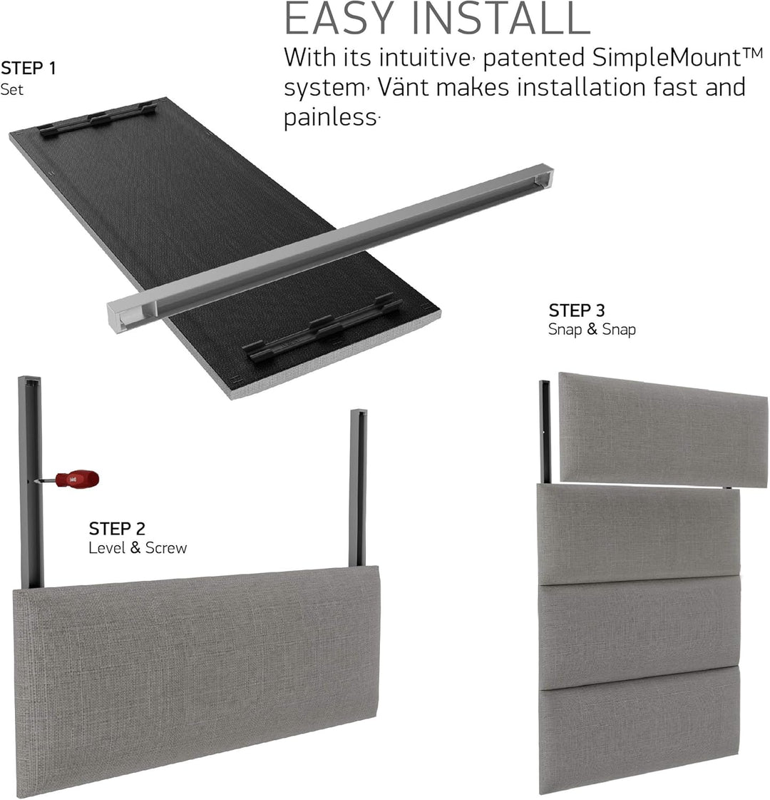 VANT Gepolsterte Kopfteile - Accent Wall Panels - 4er Packungen - Einfach Installieren - König Zwill