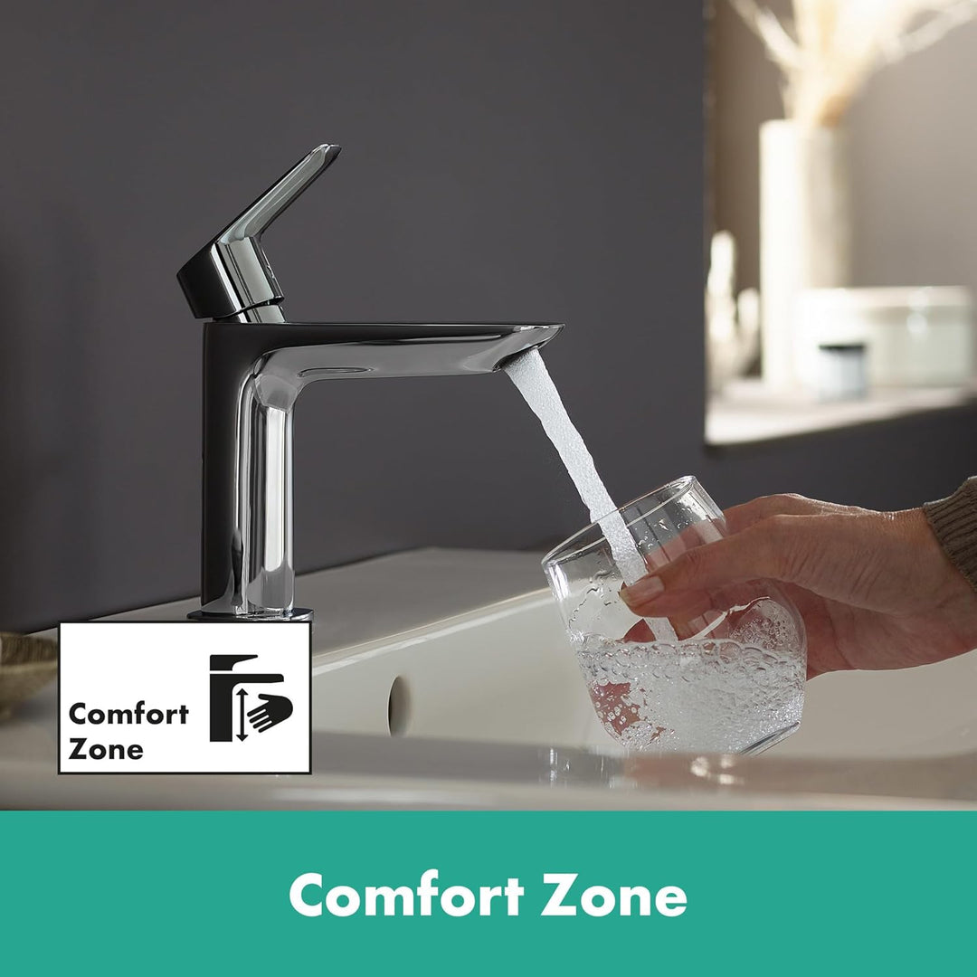 hansgrohe Logis Fine - Waschtischarmatur mit Push-Open Ablauf, Wasserhahn Bad mit Auslauf Höhe 110 m