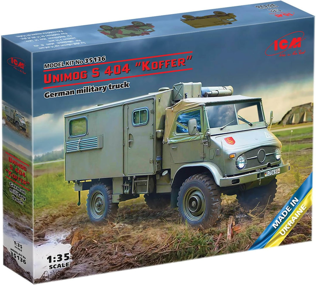ICM ICM35136 1:35-Unimog S 404 w/Box Body, Bundeswehr LKW Massstab Modellbausatz