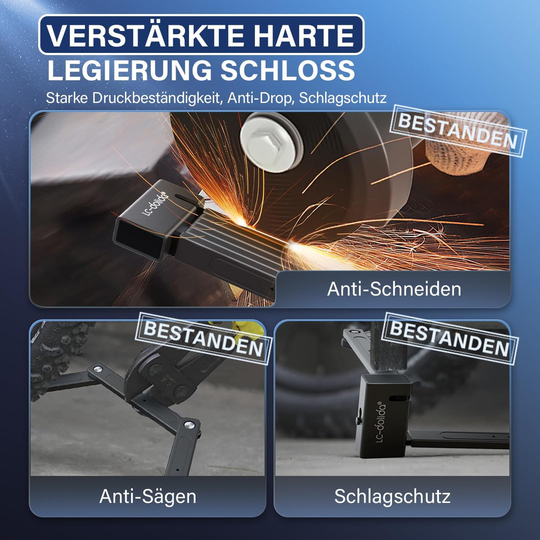 Fahrradschloss Faltschloss, Fahrrad Schloss hohe sicherheit mit Halterung aus gehärtetem Stahl mit 9