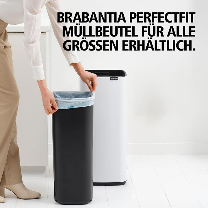 Brabantia Bo Touch Bin Küchenmülleimer 30 L (beige), platzsparender Abfalleimer mit Soft-Touch-Öffnu