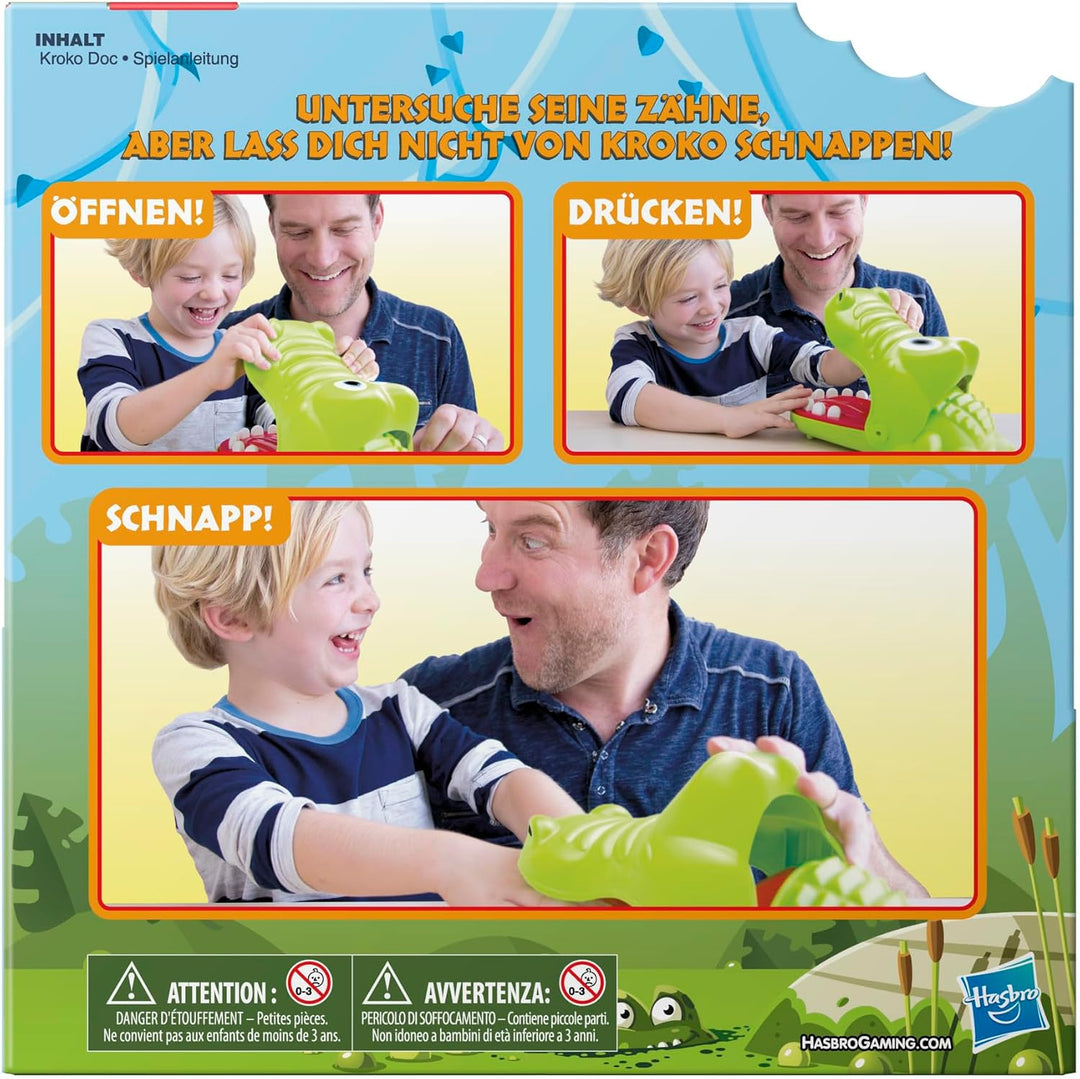 Hasbro Gaming Kroko Doc Brettspiel, lustiges Schnapp-Spiel für 2–4 Spieler, Überraschungseffekt, Vor