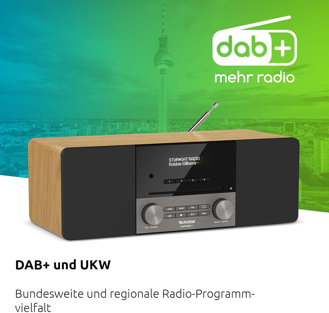 TechniSat DIGITRADIO 3 - Stereo DAB Radio Kompaktanlage (DAB+, UKW, CD-Player, Bluetooth, USB, Kopfh