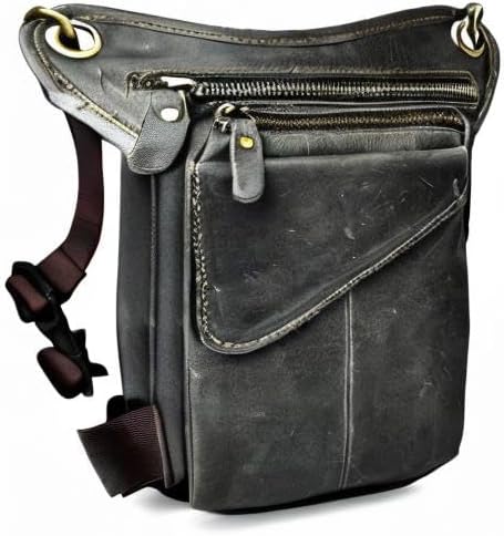 Le'aokuu Herren Echtes Leder Rucksäcke Beinbeutel Beintasche Hüfttasche Hip Bum Weist Pack Outdoor M