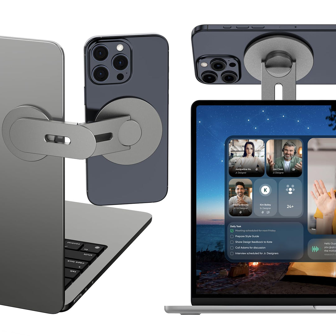 Magnetische Laptop Handy Ständer [110° Faltbar & 180° Einstellbare], Metall Handyhalterung Kompatibe