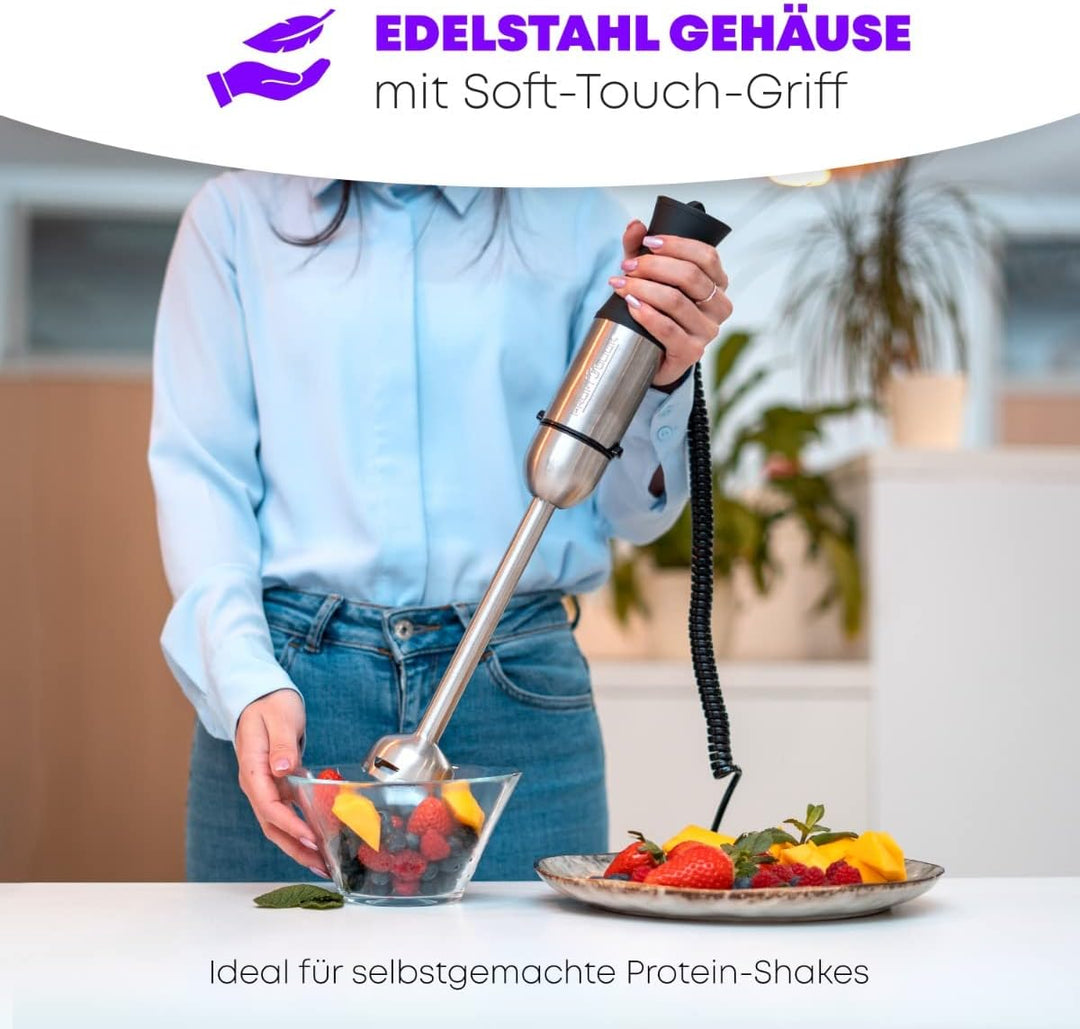 Profi Cook Stabmixer PC-SM 1094 elektrischer Pürierstab mit Edelstahl-Gehäuse und ergonomischen Soft