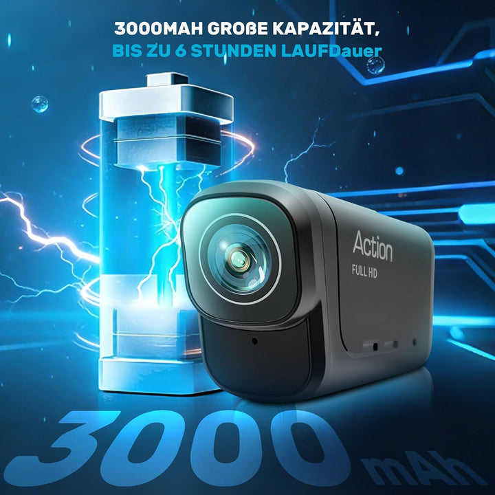 Dashcam Motorrad 4K+1080P,WiFi Dashcam Auto vorne hinten mit GPS,HDR,6 Stunden grosser Akku Action C