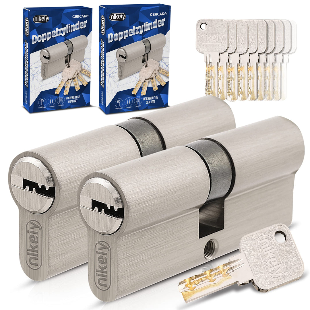 GERCAR Pro Gleichschliessend 2x Schliesszylinder 40/55 Set 2 Profilzylinder inkl. 10 Schlüssel - 95