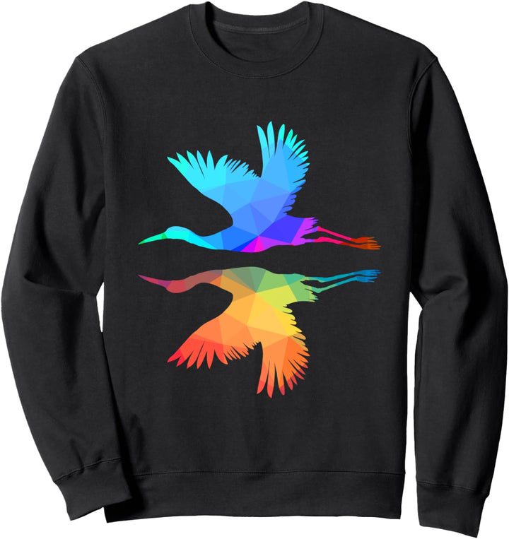 Kranich Japanisch Kraniche Farbenfroh Storch Vogel Origami Sweatshirt