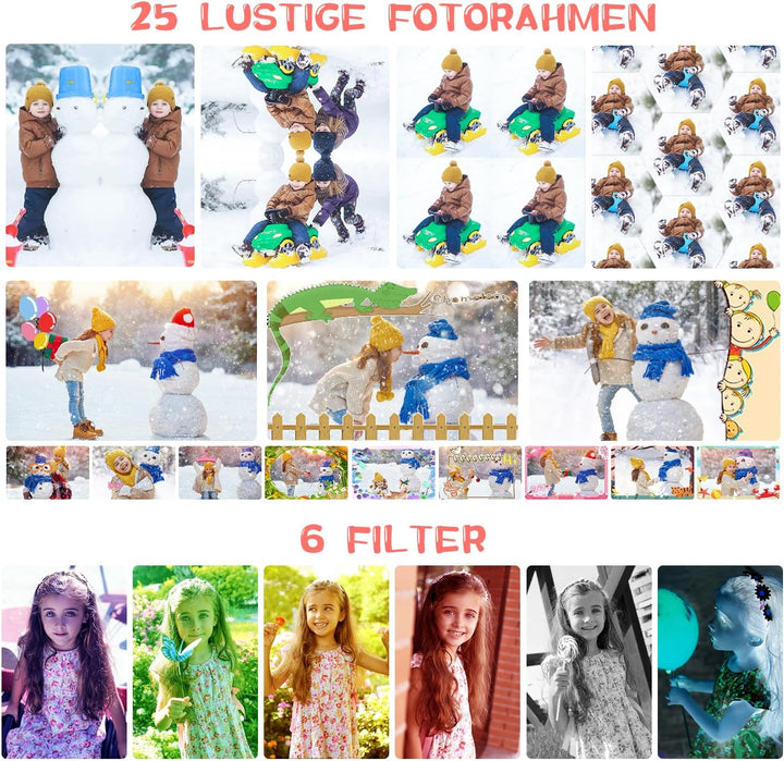Kinderkamera, ARNSSIEN 180° Flip Lens Kamera für Kinder, 2.4in IPS LCD Digitalkamera mit Gehäuse, Ki