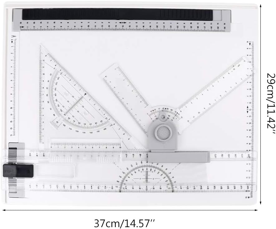 37 x 29 cm multifunktionales schnelles Zeichenbrett A4 tragbares Zeichenbrett mit klarem Grafikwinke