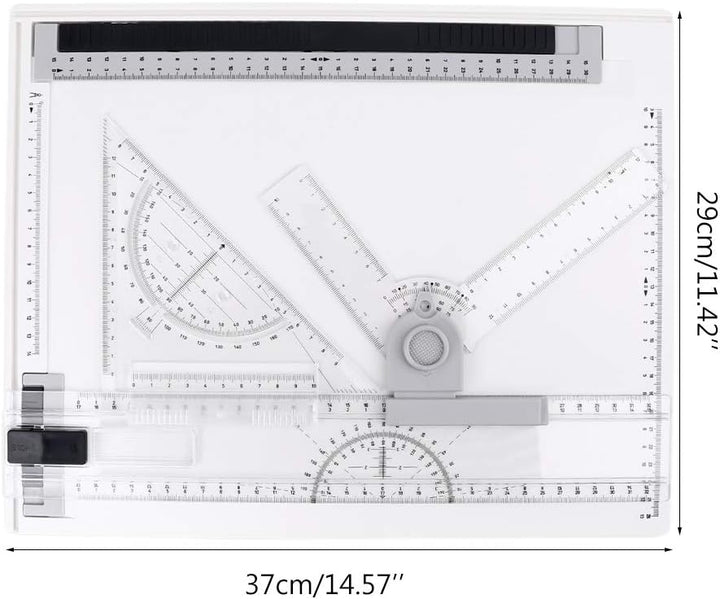 37 x 29 cm multifunktionales schnelles Zeichenbrett A4 tragbares Zeichenbrett mit klarem Grafikwinke