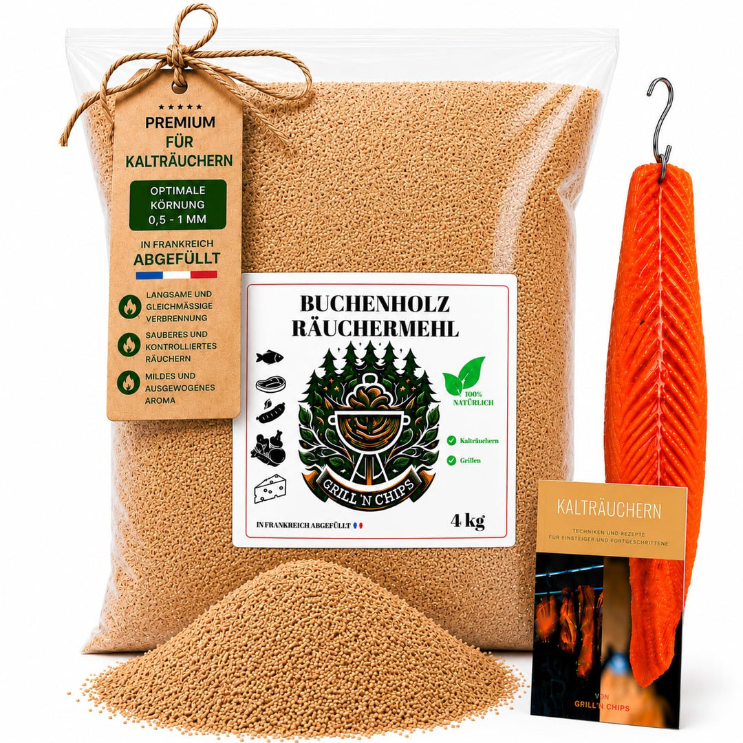 Premium Räuchermehl Buche 4 kg – 100% natürlich–Feine Buchenspäne (0,5 mm-1 mm) für Kalträuchern & H