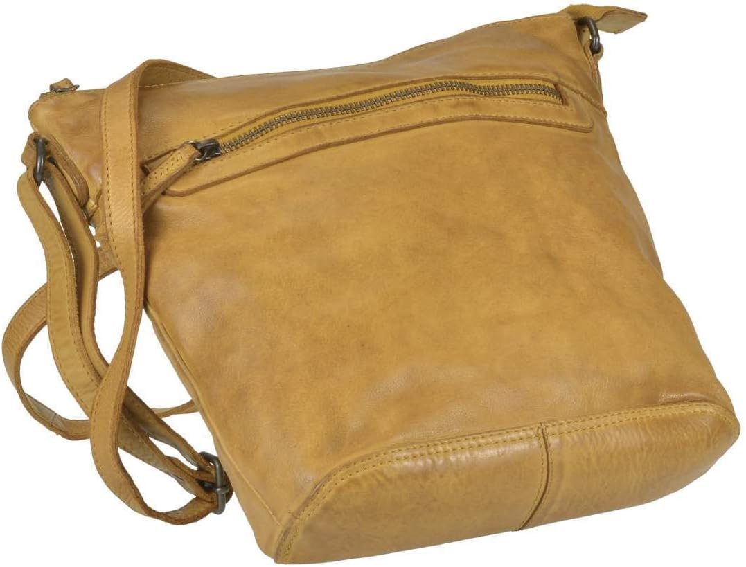 Bear Design Damen Tasche Ledertasche Umhängetasche Schultertasche 30x27cm Ocker gelb