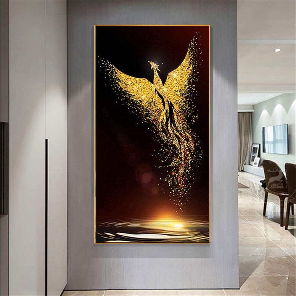 RAILONCH DIY 5D Golden Phoenix Diamant Painting für Erwachsene, voller Bohrer Strass Bilder Handwerk