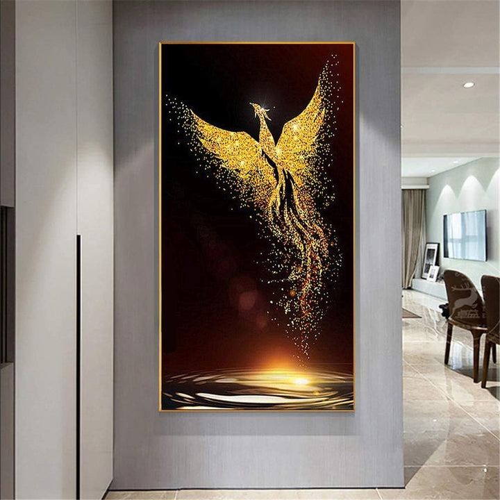 RAILONCH DIY 5D Golden Phoenix Diamant Painting für Erwachsene, voller Bohrer Strass Bilder Handwerk