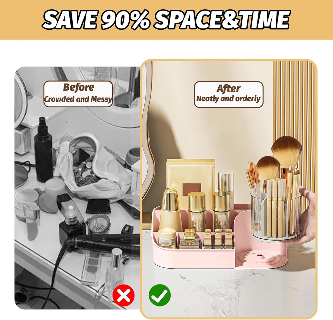 DASITON Make Up Kosmetik Organizer, 360° drehbarer Make Up Pinsel Organizer, Schmink Aufbewahrung fü