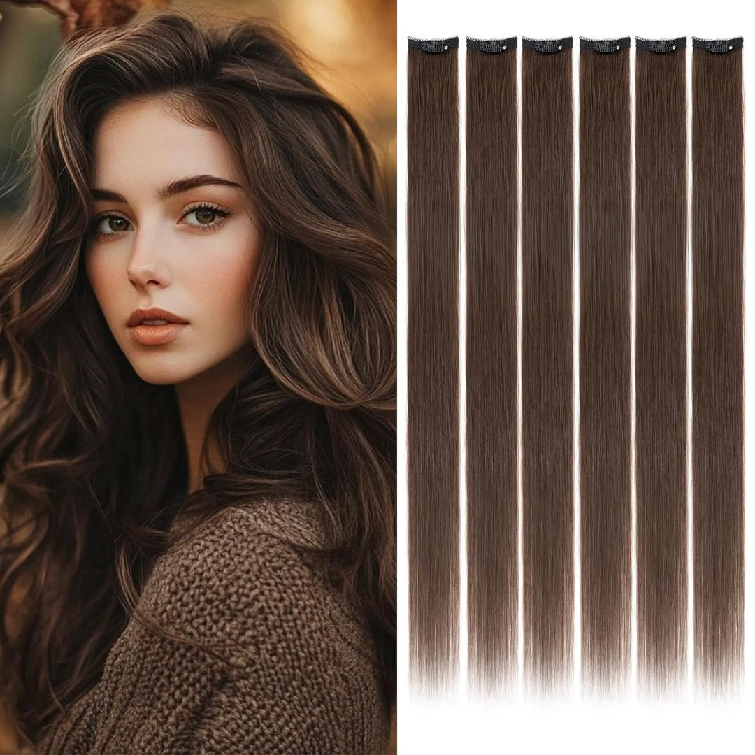 Benehair Clip in Extensions Echthaar, 6Pcs Clip Echt Haar Extension, Einzelclip Echthaar Extension C