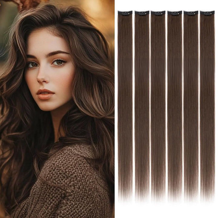 Benehair Clip in Extensions Echthaar, 6Pcs Clip Echt Haar Extension, Einzelclip Echthaar Extension C