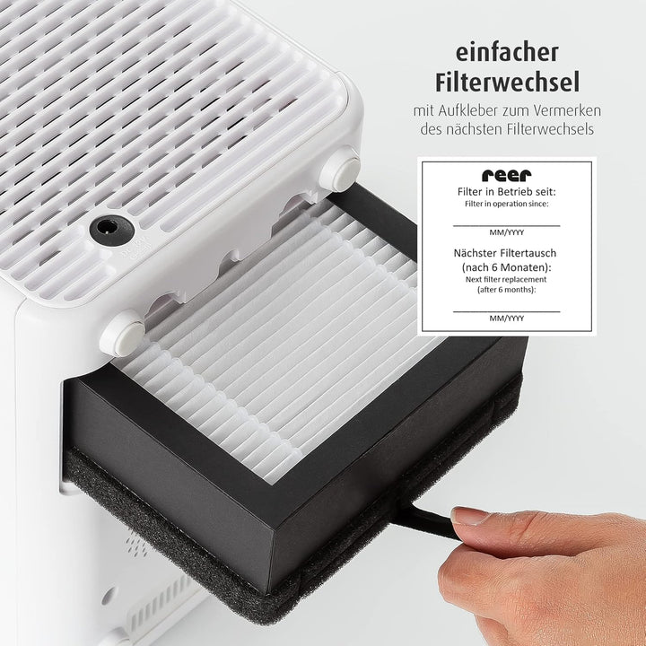 reer 4in1 Air Purifier, Luftreiniger mit HEPA und Aktivkohle Filter mit beruhigendem Nachtlicht, Ste