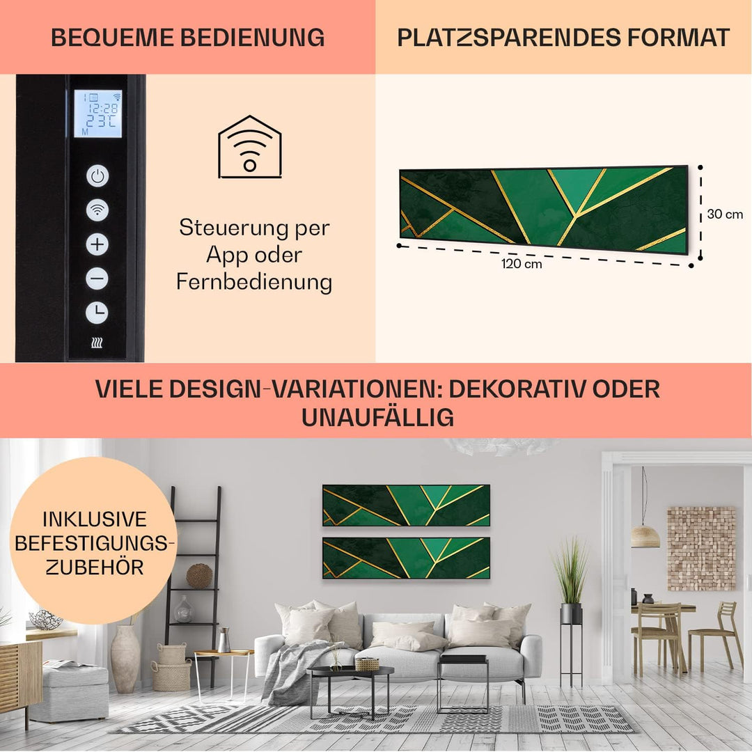 Klarstein Infrarotheizung mit Thermostat, 350W Elektroheizung, Smart Home Bild-Infrarotheizung zur W