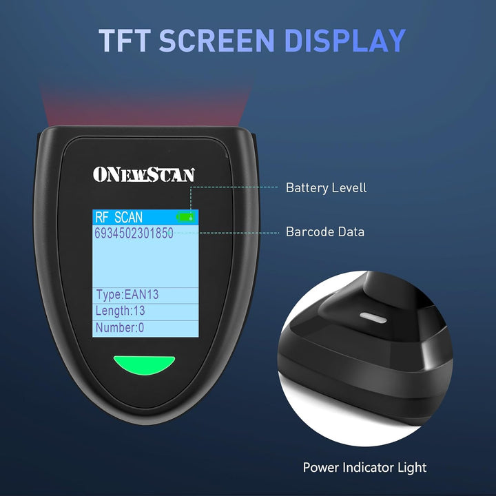 2D Barcode Scanner Wireless, QR Code Scanner Handheld Barcode Scanner with Base 2 in 1 USB Wired Con