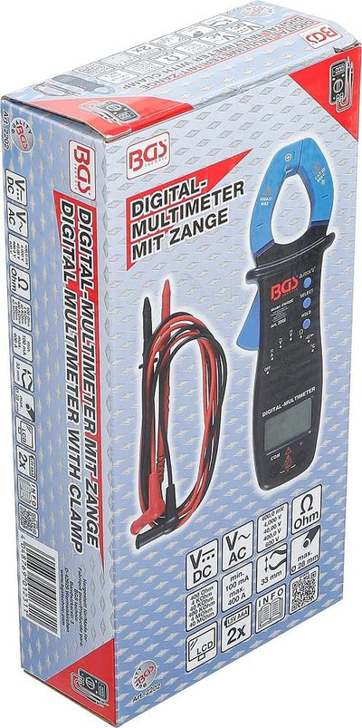 BGS 2202 | Digital-Multimeter mit Zange für Gleich- und Wechselstrom | Zangenampermeter | Sromzange