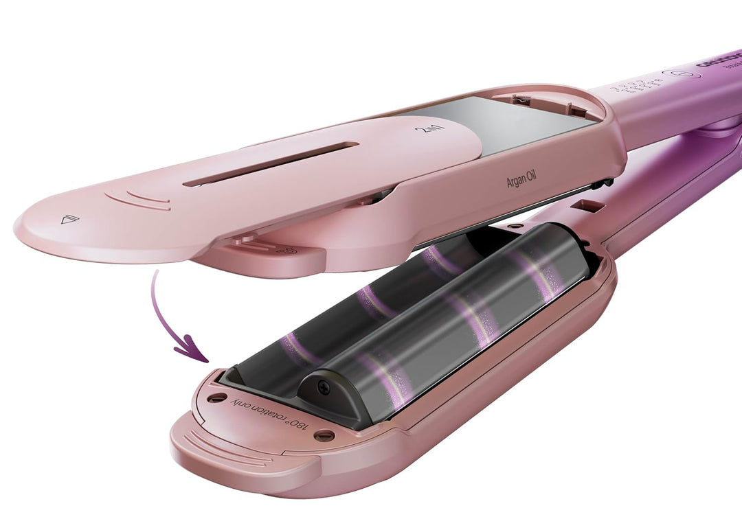 GRUNDIG HS 8331 BotanikaTwist 2in1 Hair Styler, rotierende Platten für Glätten und Stylen, schnelle