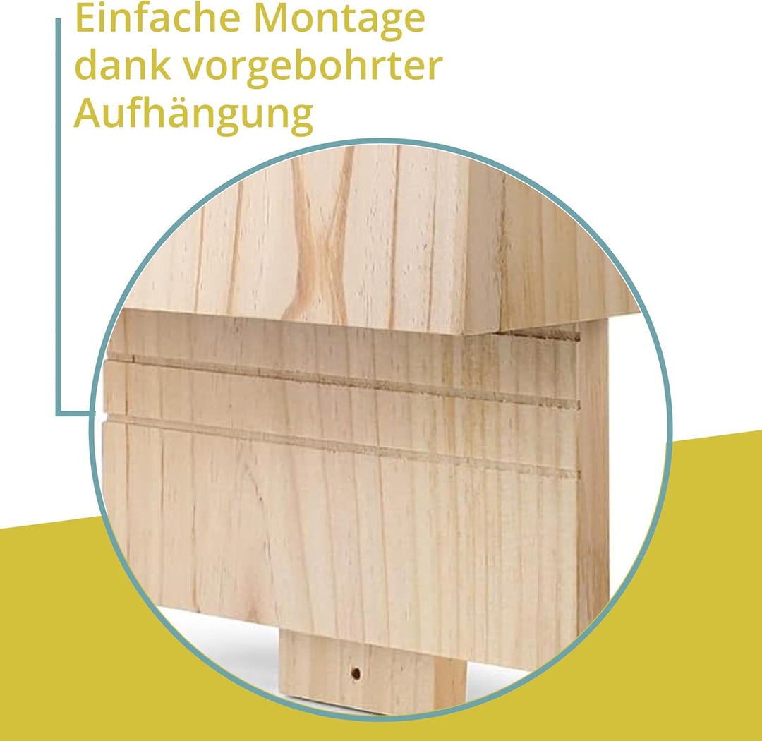 WILDLIFE FRIEND I Grosser Schwerer Fledermauskasten nach NABU - verschraubt aus Massivholz &amp; 100% we