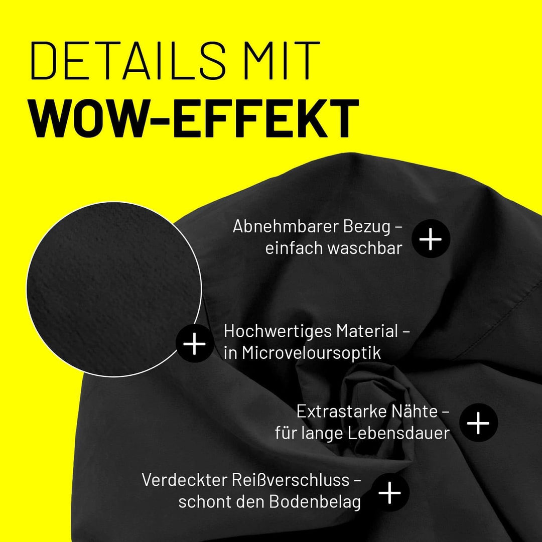 Lumaland Sitzsack Luxury 60x45cm | Microvelours Beanbag mit extra weichem & robustem Stoff | Für Erw