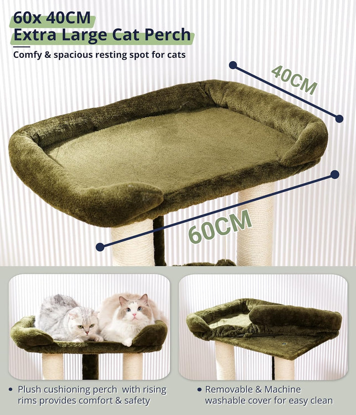 Happi N Pets 71 cm Kratzbaum für Katzen, Hoher Kratzstamm mit grossem Bett für grosse Katzen, Sisal-