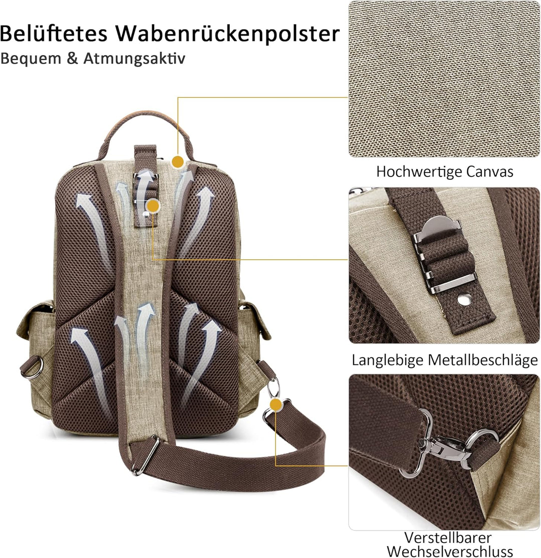 DORRISO Brusttasche Herren Mode Grosse Kapazität Schultertasche für 10,9 Zoll iPad mit Griff Mehrere