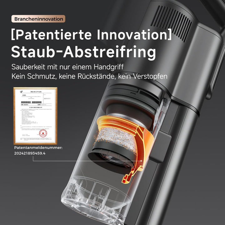 uwant V500 Akku Staubsauger kabellos mit Absaugstation, 25000Pa / 40Min, 0,4L Staubbehälter & 2,5L S