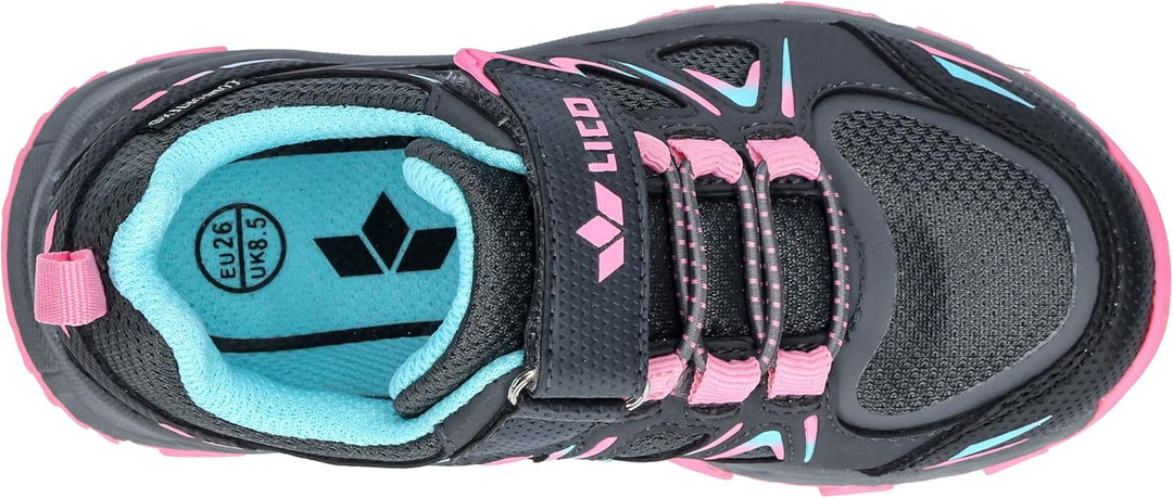 Lico Unisex Kinder Allen Vs Cross-Laufschuh 25 EU Anthrazit Pink Türkis, 25 EU Anthrazit Pink T&#xFC