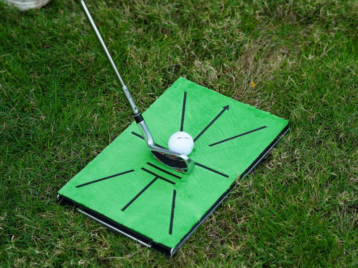 Golf Schlagmatte – Schwungpfad-Erkennung, 35x24 cm AL-Basis mit 7cm Erdspiesse – Golf Trainingsmatte