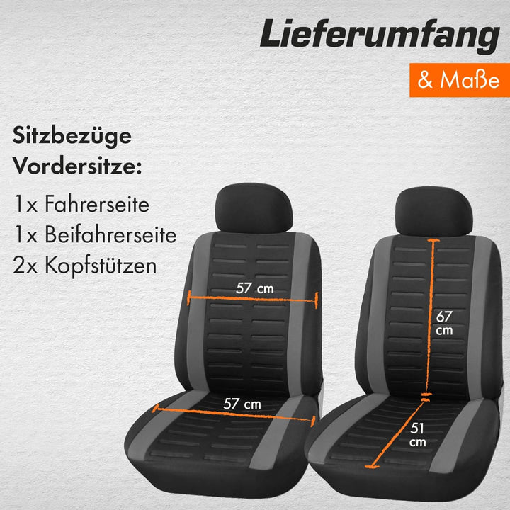 Upgrade4cars Autositzbezüge Set für die Vordersitze | Auto-Schonbezüge Universal in Grau Vordersitze