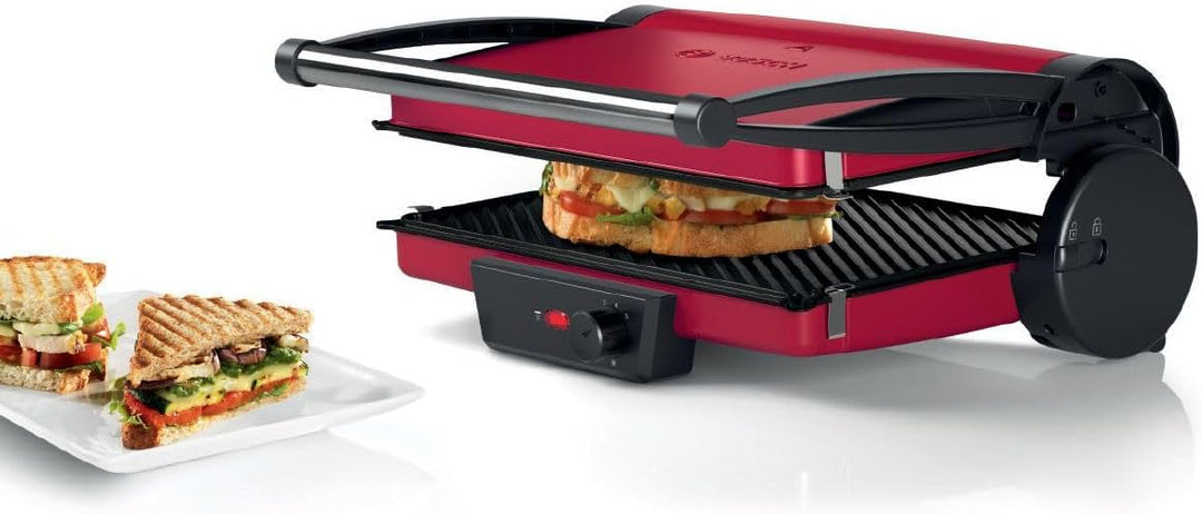 Bosch Tischgrill TCG4104, 3-in1-Kontaktgrill, Stufenloses Thermostat, Fettablaufrinne, Herausnehmbar