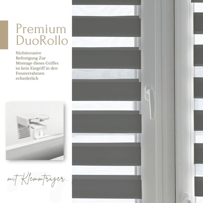 Home-Vision® DuoRollo Klemmfix, Doppelrollo ohne Bohren mit Klämmträgern, Rollos für Fenster und Tür