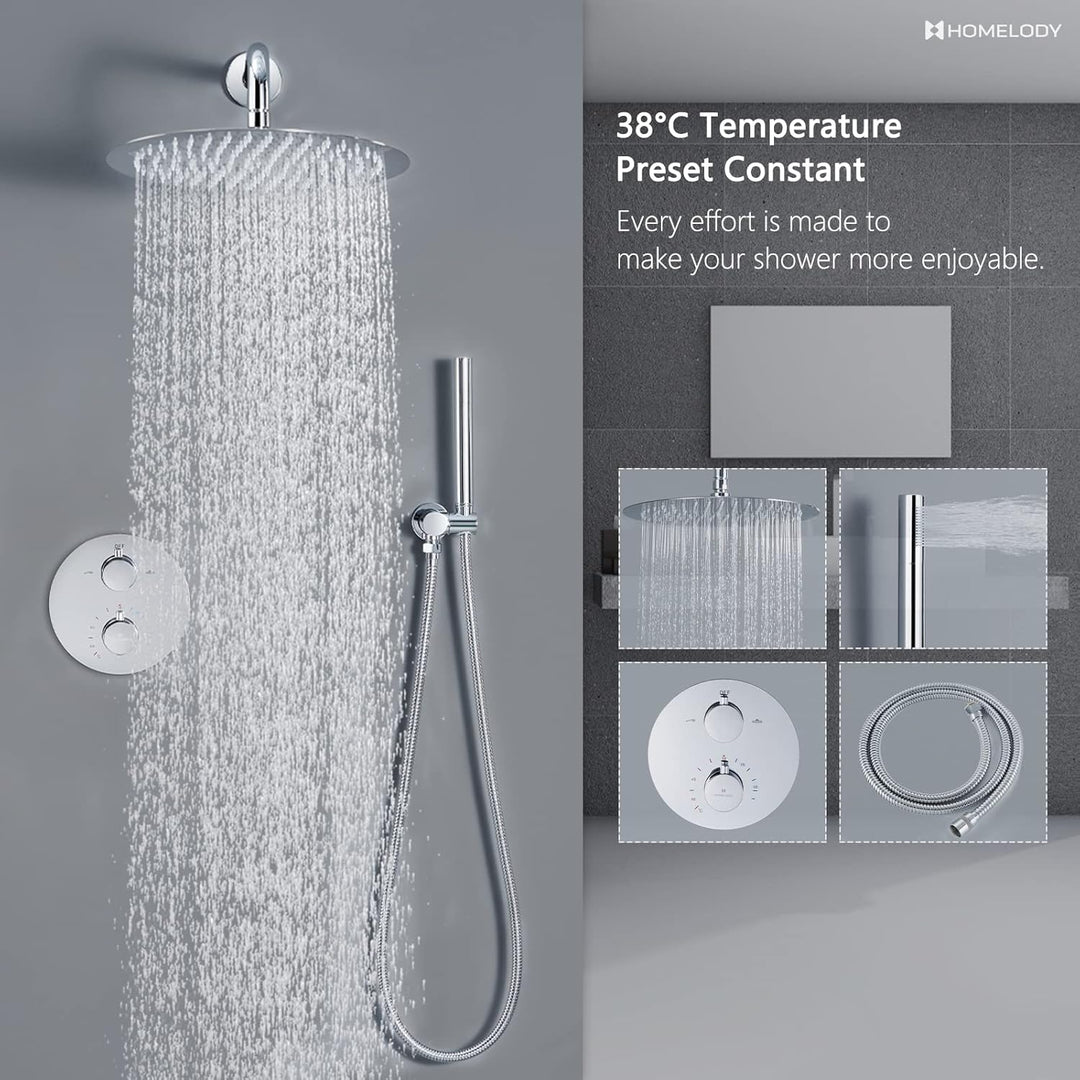HOMELODY Regendusche Unterputz Duschsystem mit Thermostat,Unterputz Duscharmatur Unterputz Dusche Du