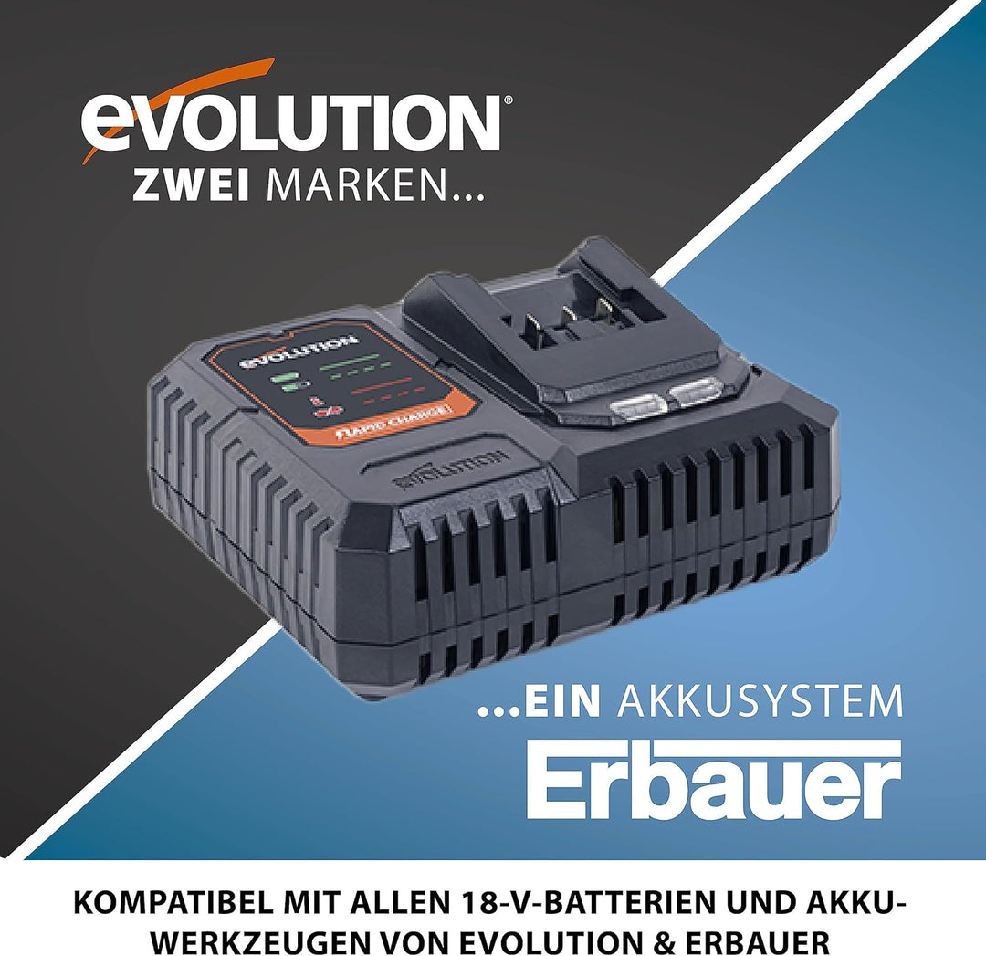 Evolution Power Tools Einzelladegerät für Lithium-Ionen-Akkus Ladegerät Einfach-Ladegerät, Ladegerät