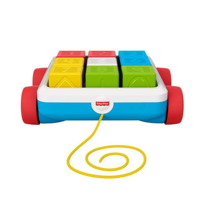 Fisher-Price GJW10 - Bausteinwagen, Spielzeug-Bollerwagen mit 9 Bausteinen, Babyspielzeug ab 6 Monat