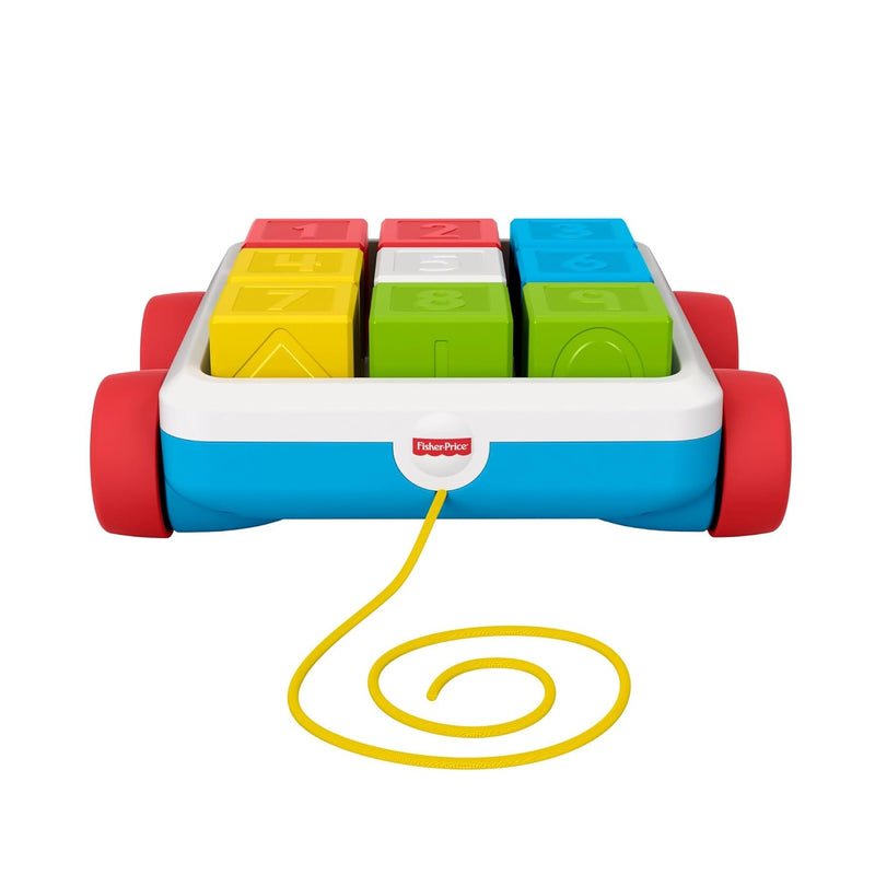 Fisher-Price GJW10 - Bausteinwagen, Spielzeug-Bollerwagen mit 9 Bausteinen, Babyspielzeug ab 6 Monat